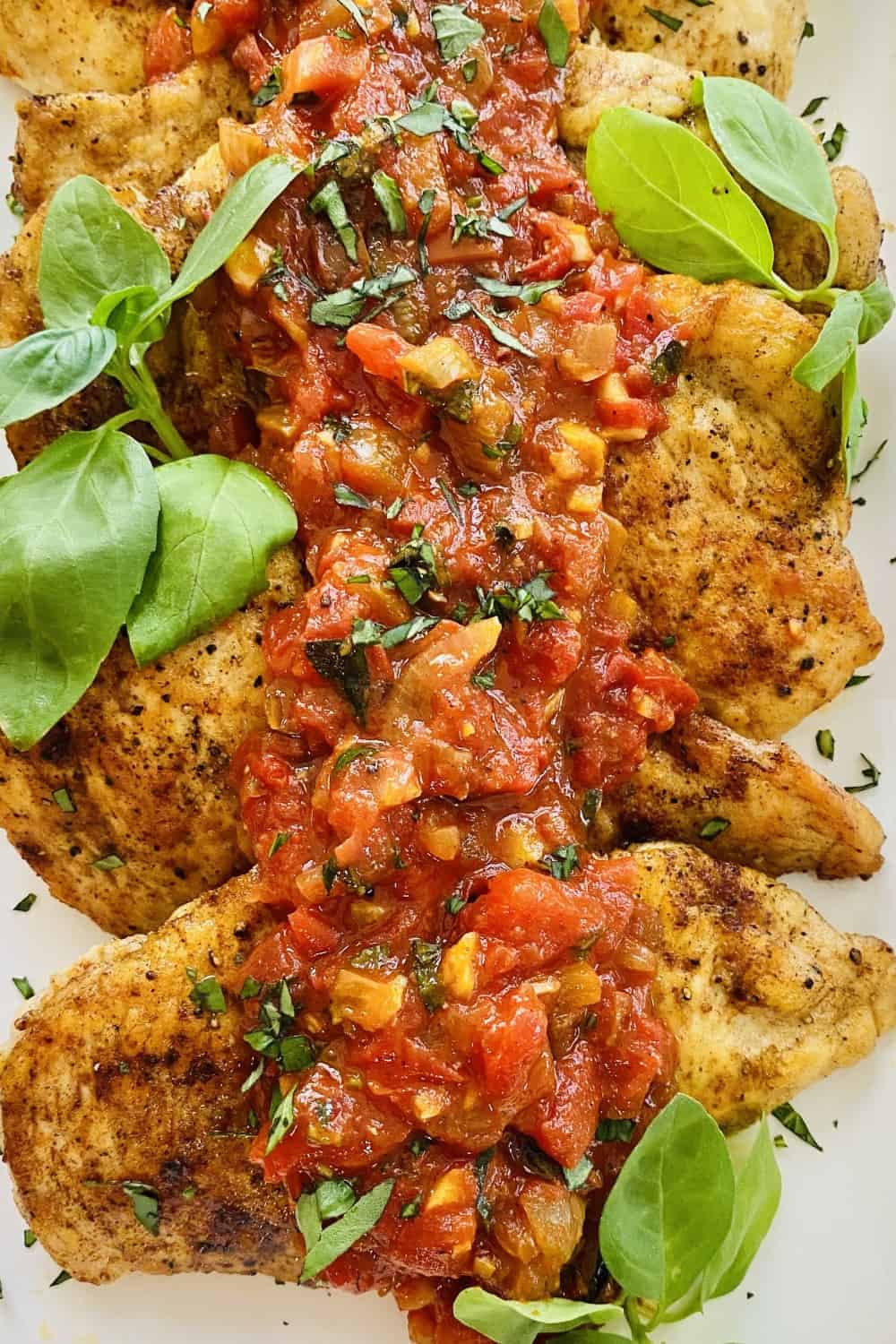 fresh tomato sauce with wine over chicken
