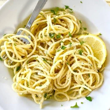 bowl of noodles with Parmesan
