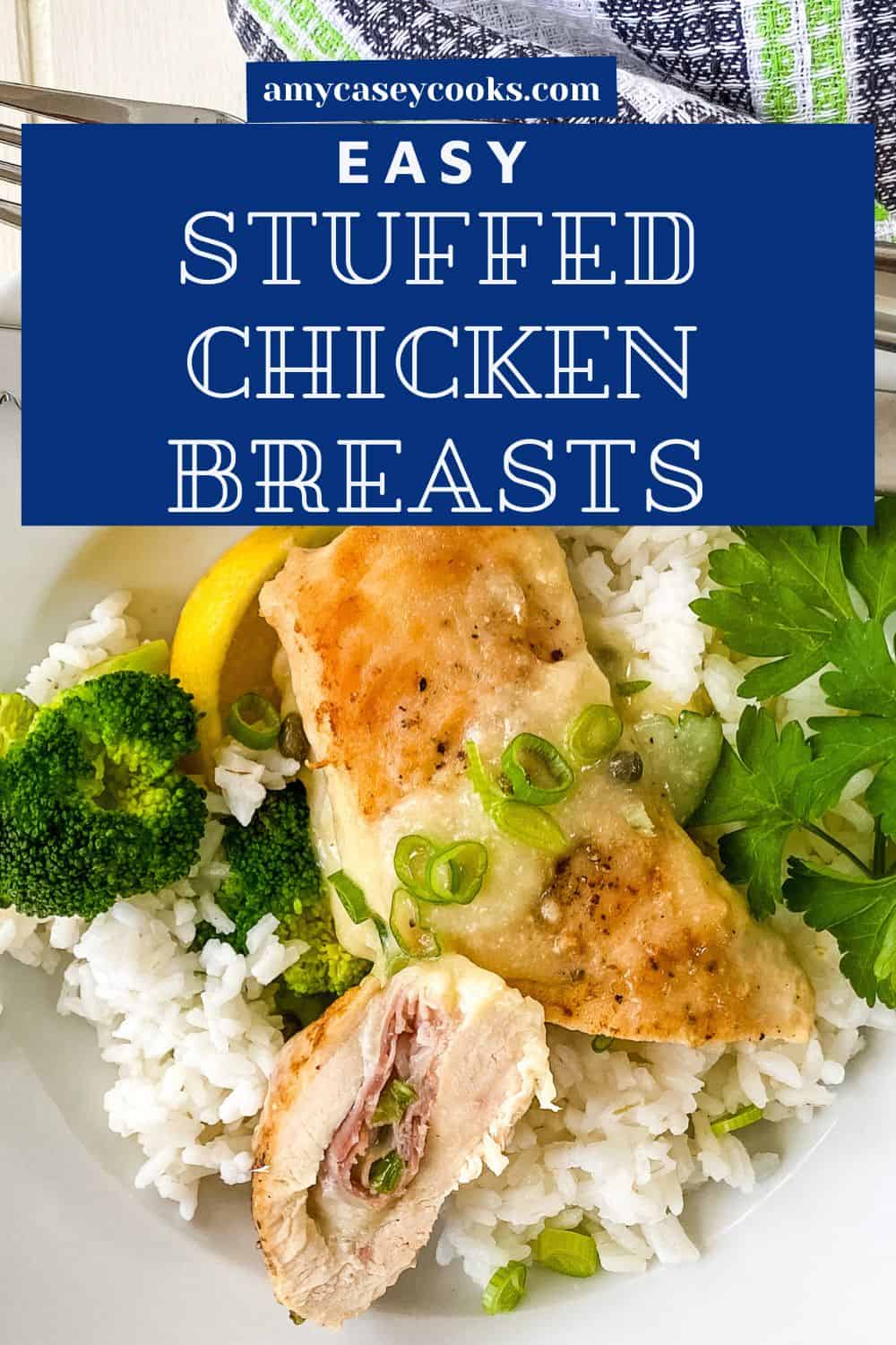 prosciutto and provolone stuffed chicken with rice.
