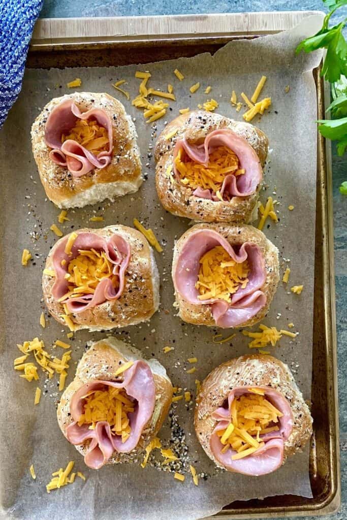 ham and cheese filled bread bowls.