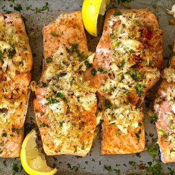 4 servings for crab stuffed salmon
