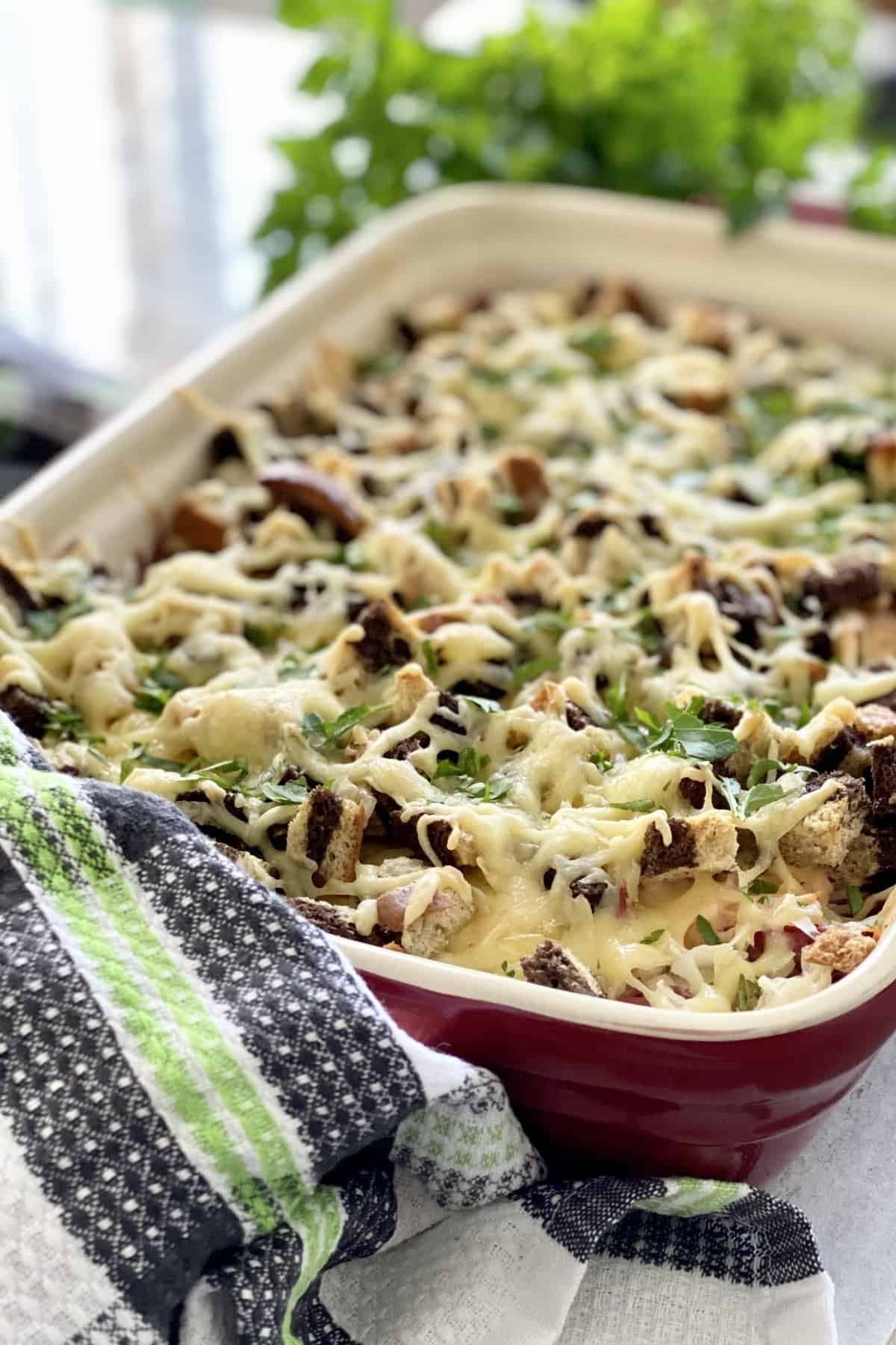 A layered Irish reuben casserole recipe.