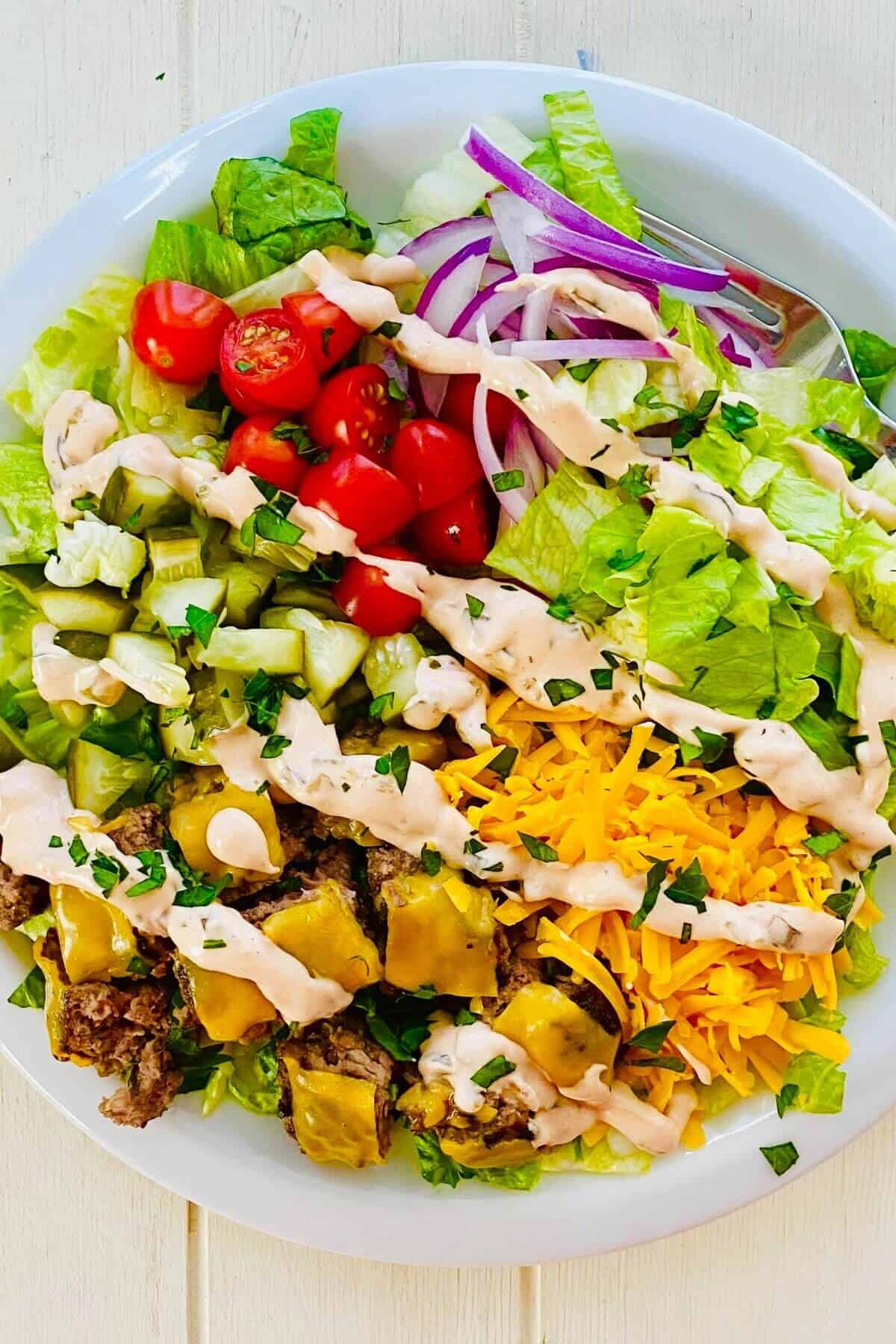 a composed Big Mac bowl.
