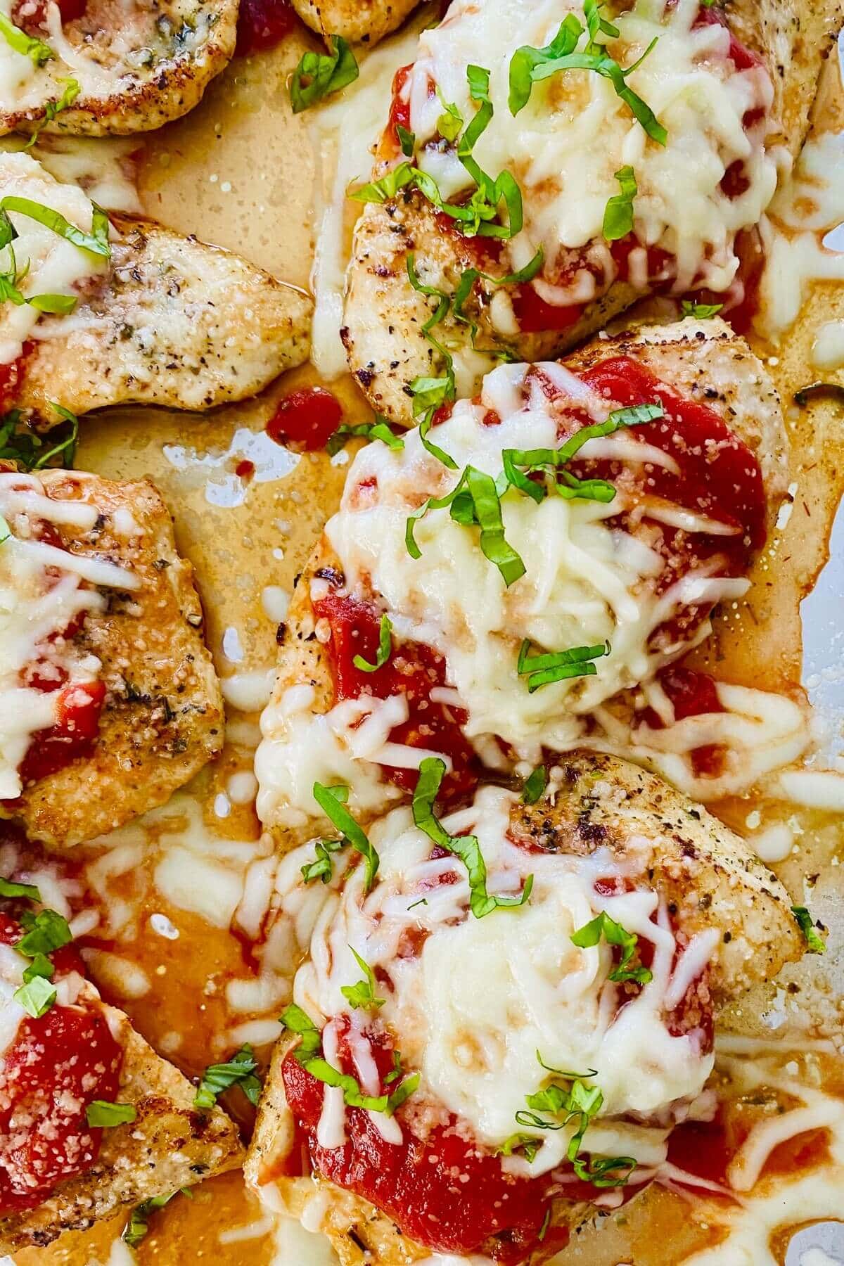 a piece of low carb chicken parmesan.