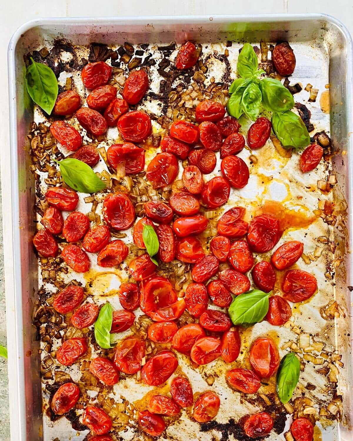 roasted and smashed cherry tomatoes.