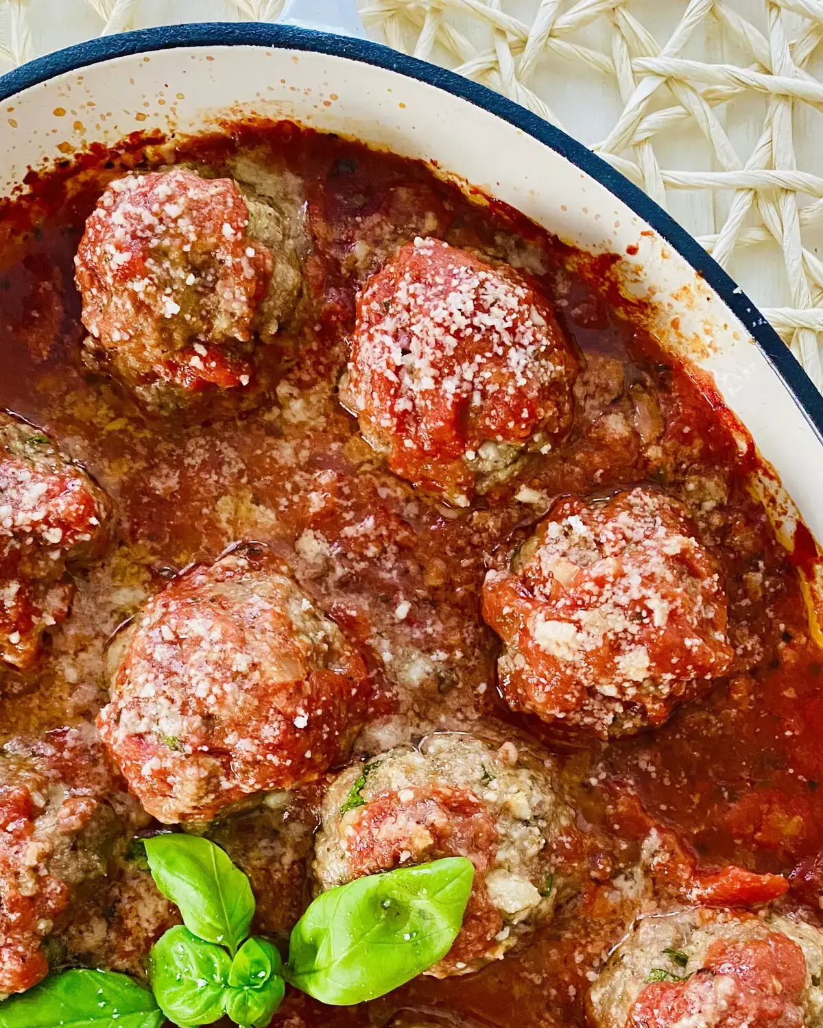 meatballs baked in marinara sauce.
