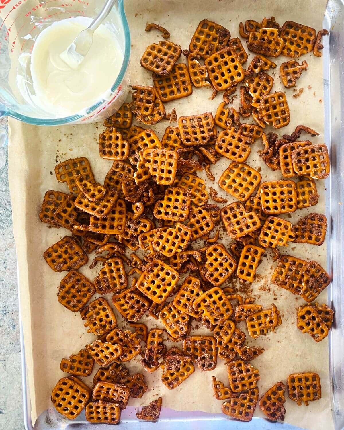 baked pumpkin spiced pretzels.