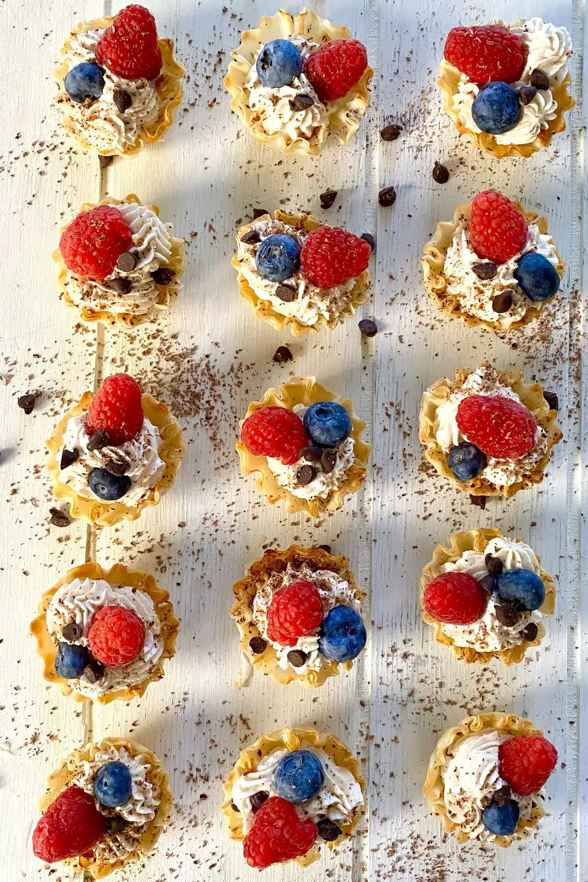 Individual no bake Philadelphia cheesecakes.
