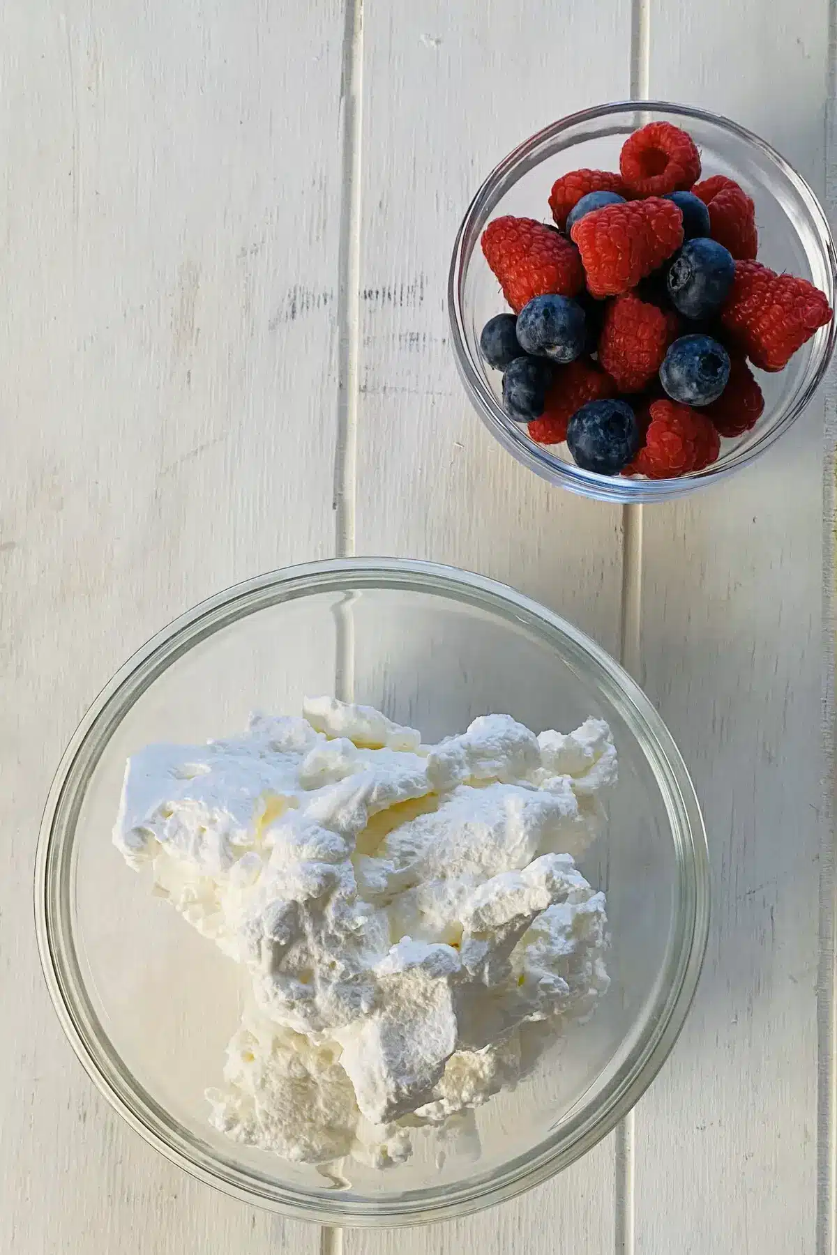 Homemade whipped cream and berries.