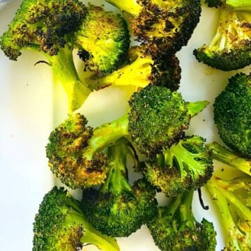 charred and broiled broccoli florets.