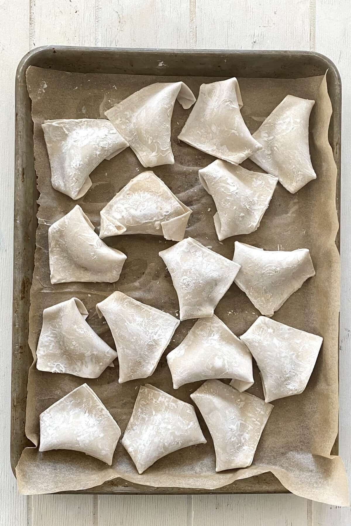 Frozen and uncooked pork potstickers.
