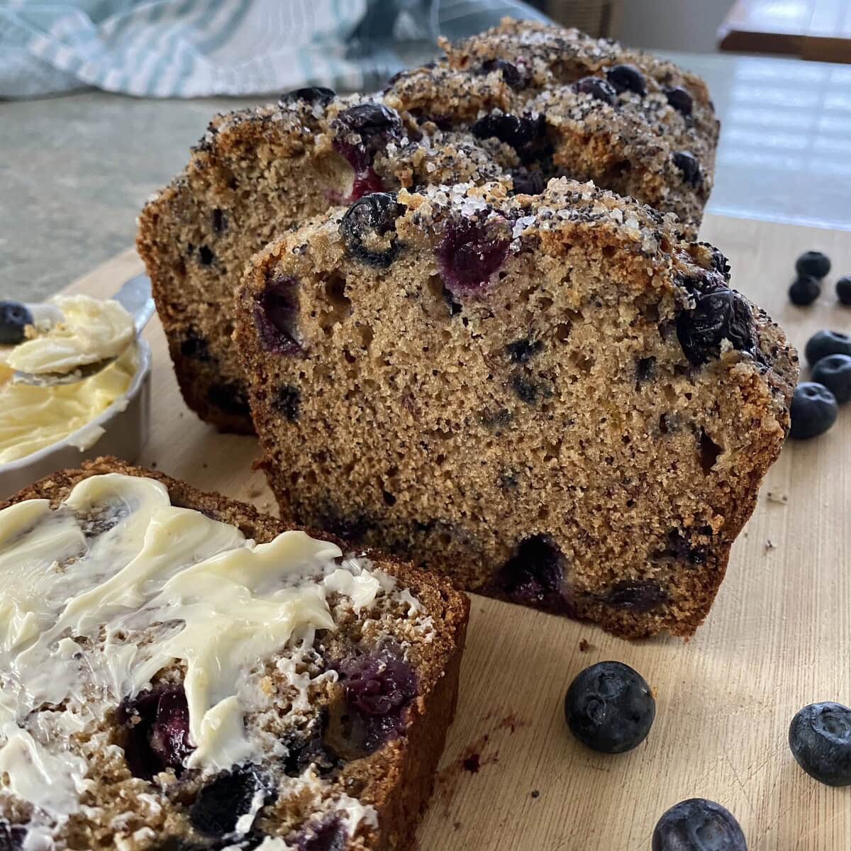 Olive Oil Banana Bread with Blueberries