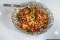 Savory Chicken, Ham, and Rice Bake
