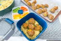 Sausage Balls and Cheddar Orzo