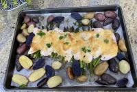 The Ultimate Sheet Pan Chicken Parmesan with Asparagus and Baby Potatoes