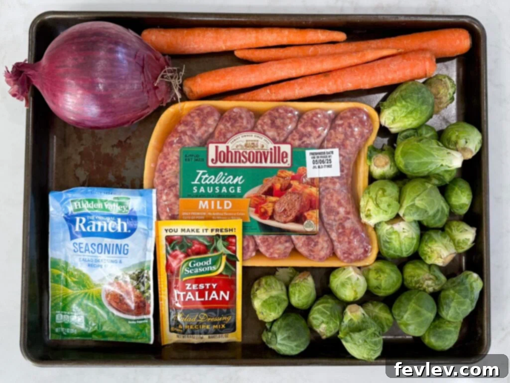 Easy Sheet Pan Sweet Italian Sausage with Roasted Vegetables 2 Ingredients for Sheet Pan Italian Sausage and Veggies