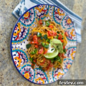 Delicious One-Pot Taco Spaghetti ready to serve