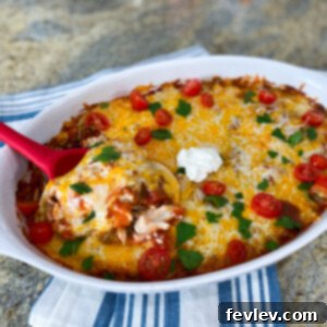 A mouth-watering image of Mexican Chicken and Rice Casserole, garnished and ready to serve