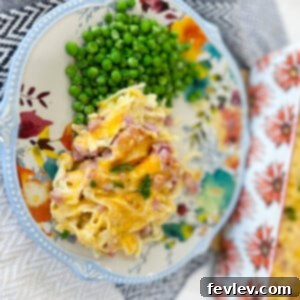 Delicious Cheesy Ham and Noodle Casserole, a comforting family meal
