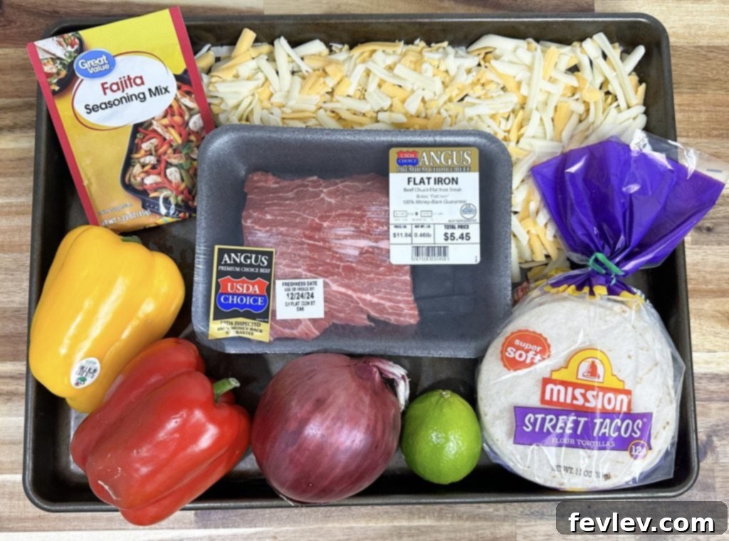 Oven-Baked Steak Fajita Feast 2 easy sheet pan steak fajitas with colorful peppers