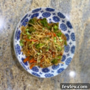 Delicious Vegetable Lo Mein with fresh noodles and vibrant stir-fried vegetables.