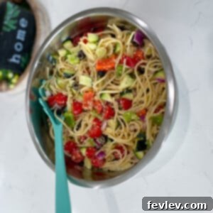 Vibrant California Spaghetti Salad with fresh vegetables and pasta