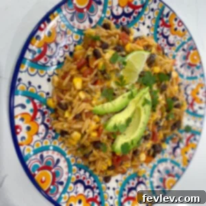Delicious Southwestern Black Bean Orzo Skillet ready to be served