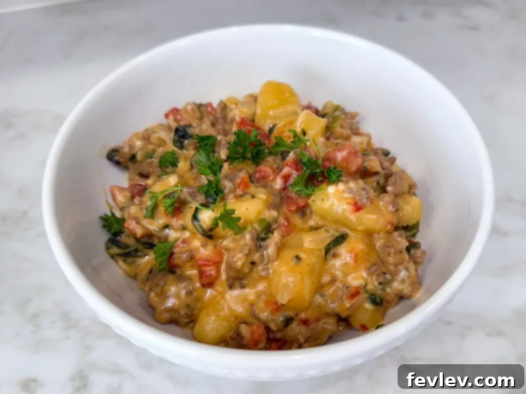 The best Sausage and Tomato Gnocchi dish ready to eat