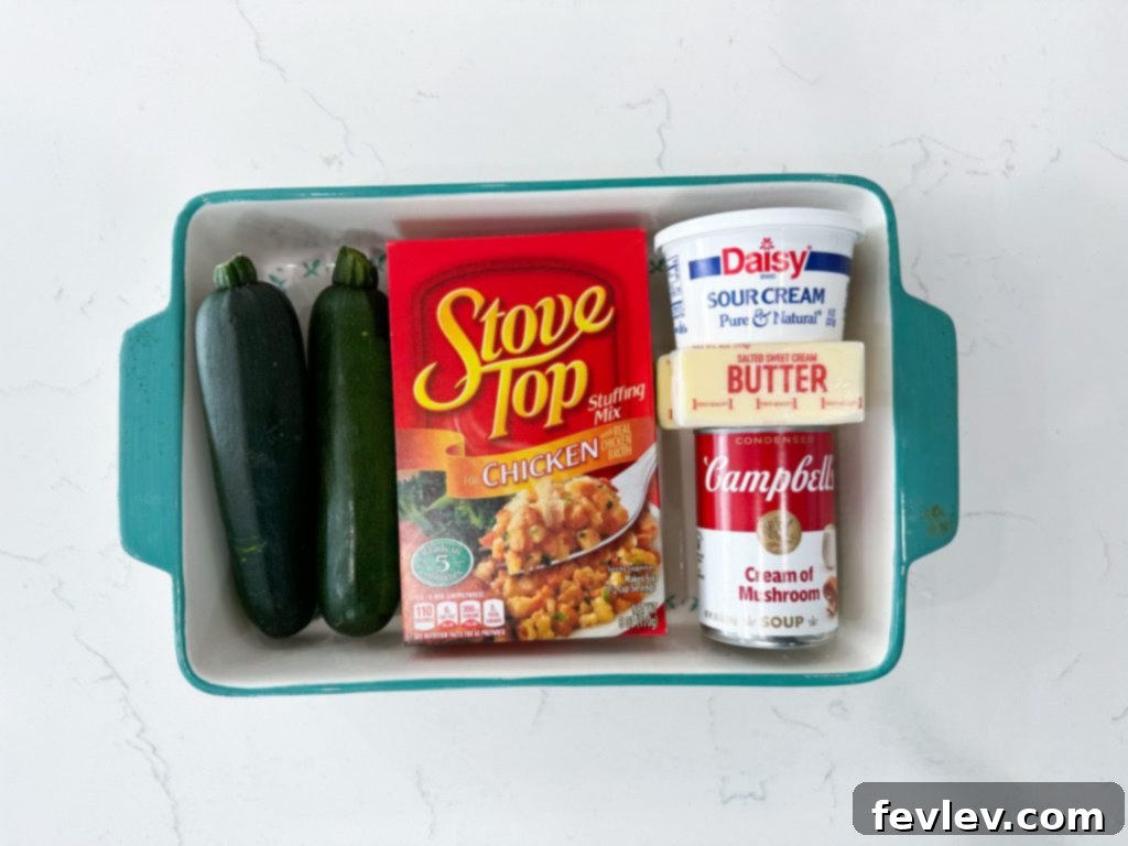 Delicious Chicken Stuffing Casserole with Zucchini, a perfect family meal.