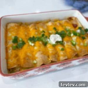 Close-up of baked Egg and Ham Breakfast Enchiladas with melted cheese and fresh green onions