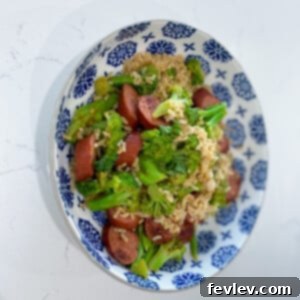 Delicious Turkey Sausage and Rice Skillet, garnished with fresh parsley.