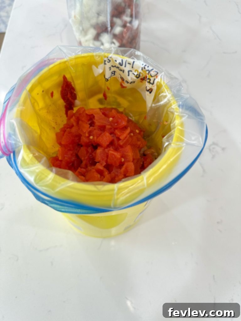 Set It and Forget It Chili 3 Freezer bags filled with chili ingredients