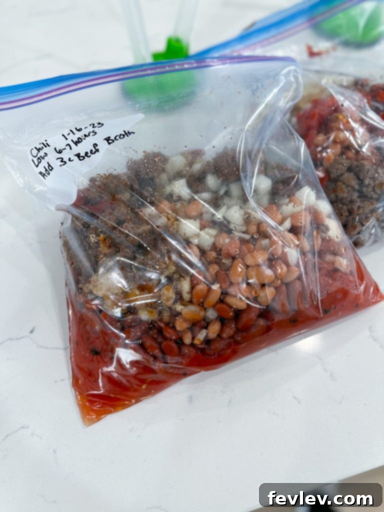 Set It and Forget It Chili 4 slow cooker chili ready to be frozen