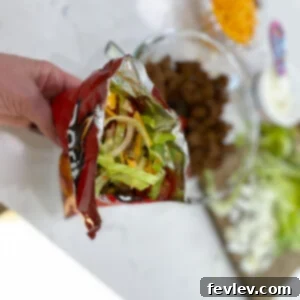 Delicious Walking Tacos served in a chip bag