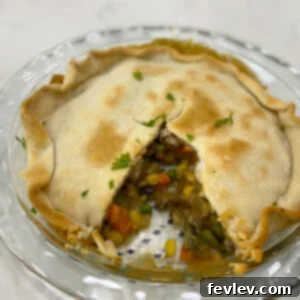 Delicious Vegetable Pot Pie with a golden-brown flaky crust