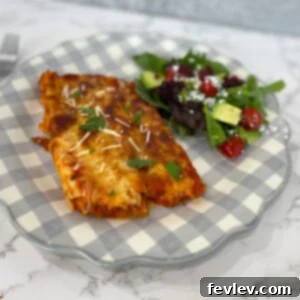 Baked Manicotti in a baking dish