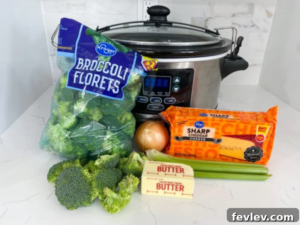 slow cooker broccoli cheese soup