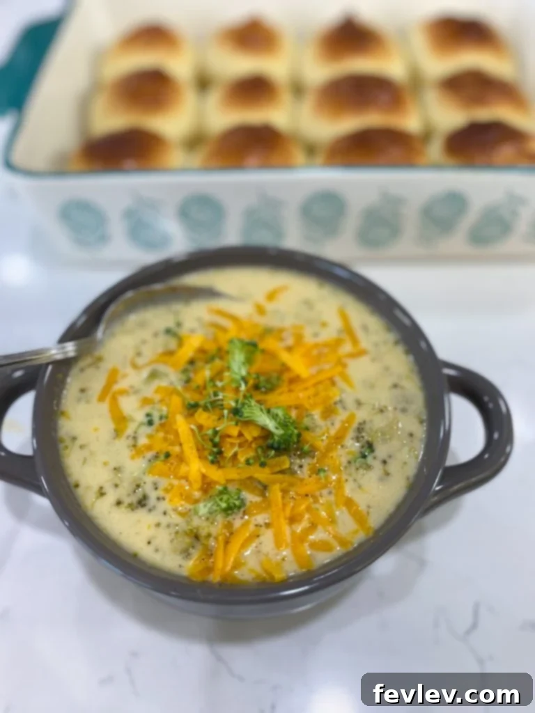 Serving Slow Cooker Broccoli Cheese Soup