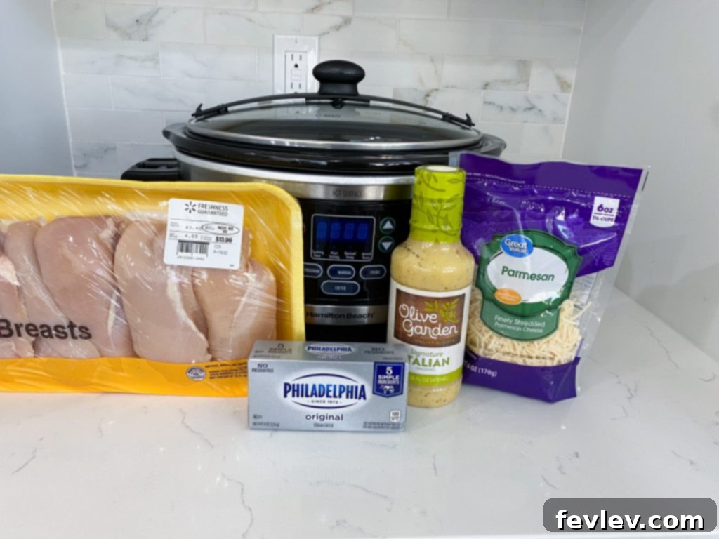 Creamy Slow Cooker Olive Garden Chicken Pasta ready to serve