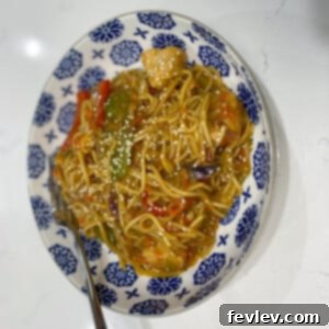 Homemade Chicken Chow Mein served in a bowl