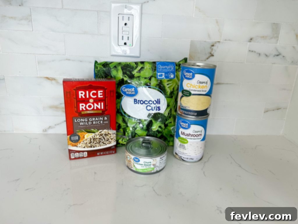 Creamy Chicken and Rice Casserole with Broccoli, a perfect family dinner idea.