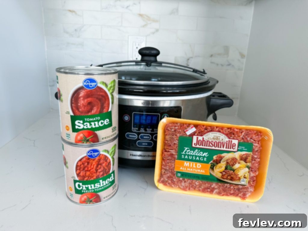 Delicious Slow Cooker Spaghetti Sauce simmering in a crockpot, ready to serve over pasta.
