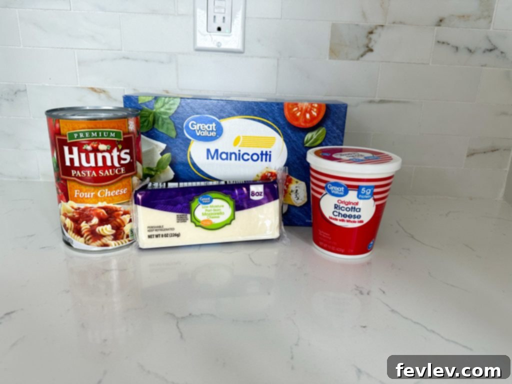 easy cheese manicotti, oven-baked pasta with cheese
