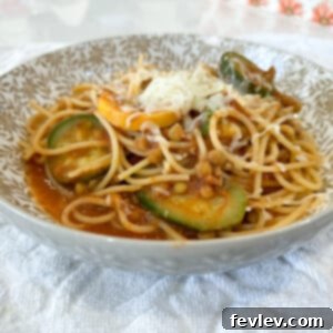 A bowl of delicious Lentil Spaghetti