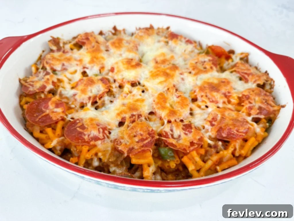 Ingredients for Macaroni and Cheese Pizza Casserole laid out