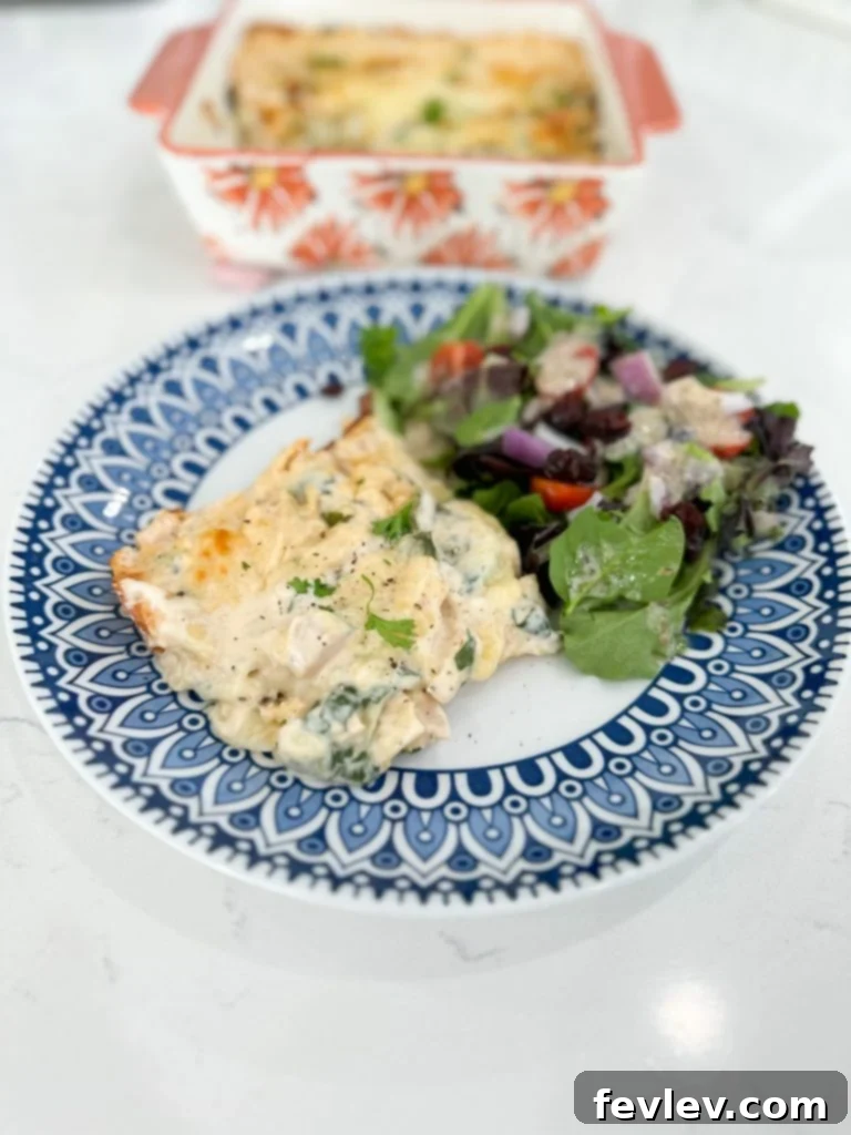 Creamy Chicken and Spinach Lasagna 6 Close-up of baked chicken and spinach lasagna