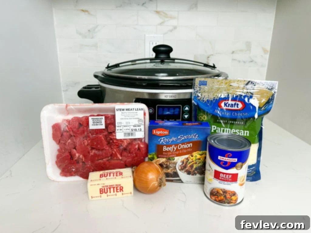 Delicious slow cooker garlic steak bites with tender beef and potatoes