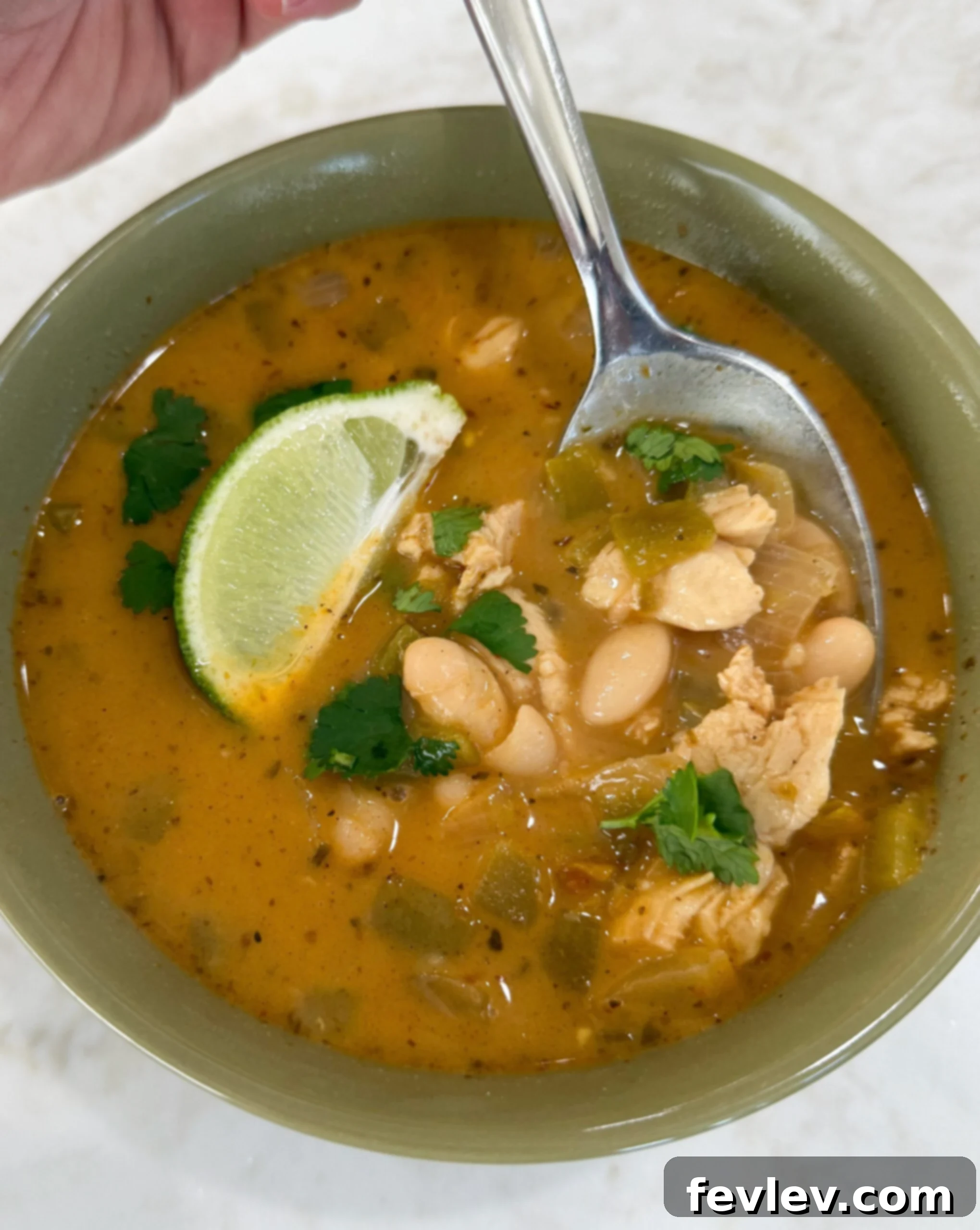 Thickening white chicken chili with a butter-flour mixture
