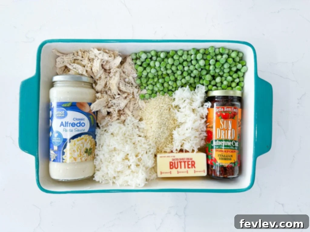 Creamy Chicken Alfredo Rice Casserole with Panko topping