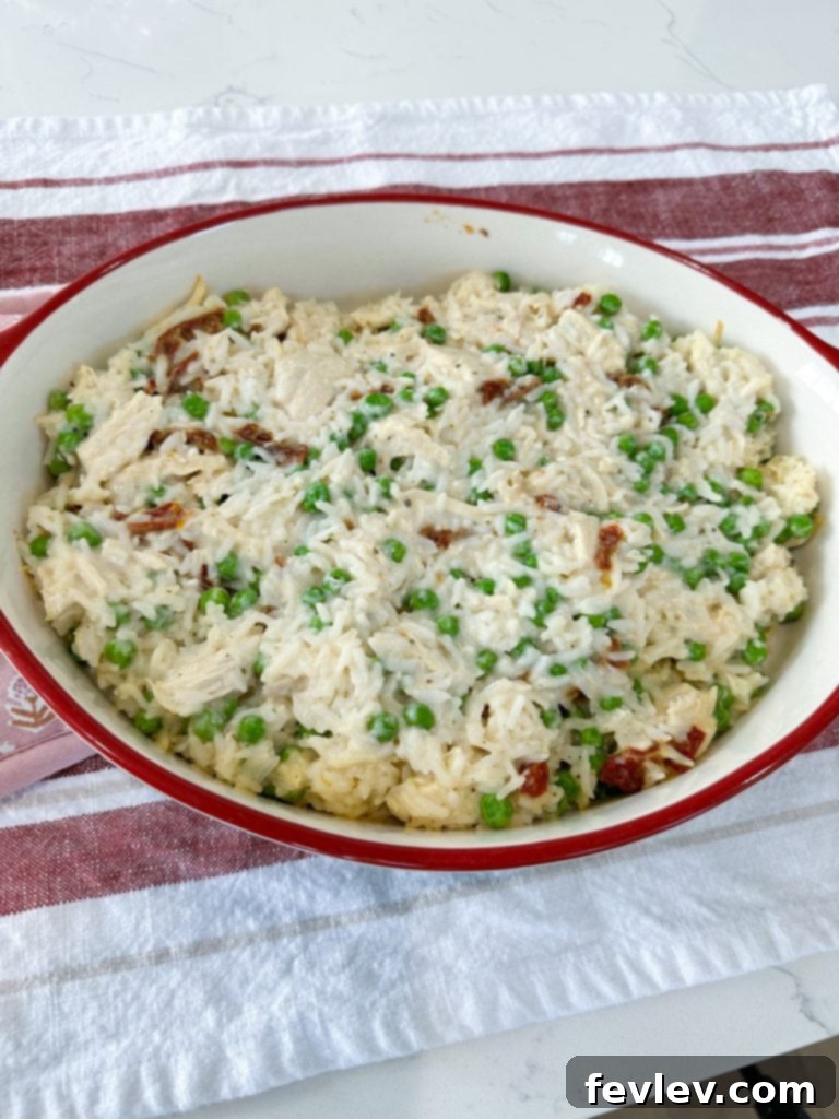 Casserole mixture spread evenly in the dish